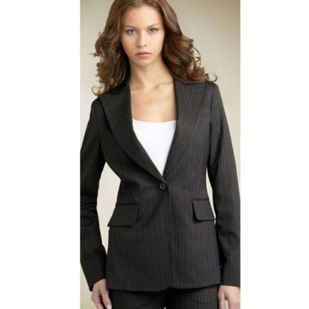 Bcbg Wool Pinstriped Single Button Daria Blazer - image 1